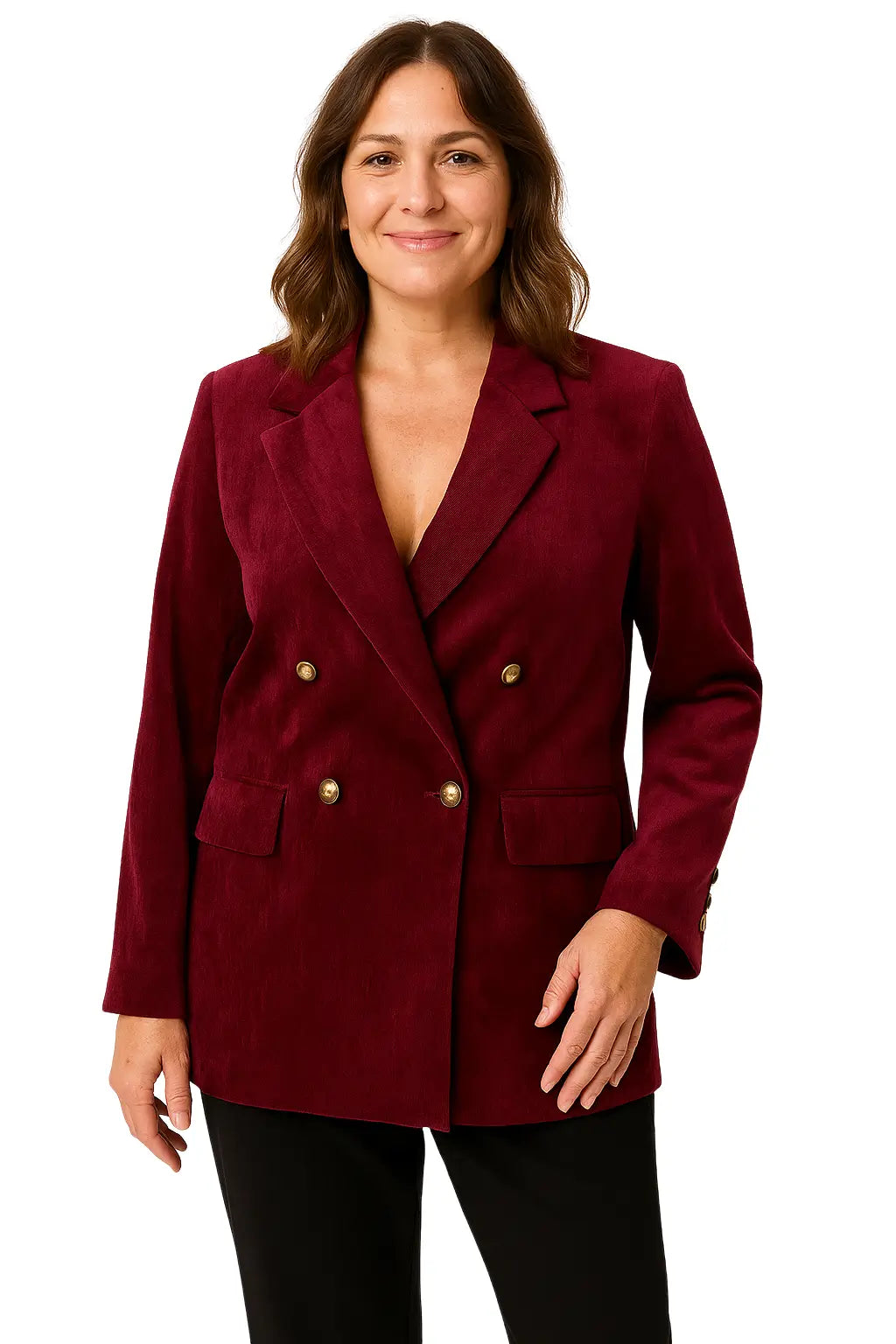 Blazer Feminino Aurora de Lã com Gola Notch e Botões Duplos
