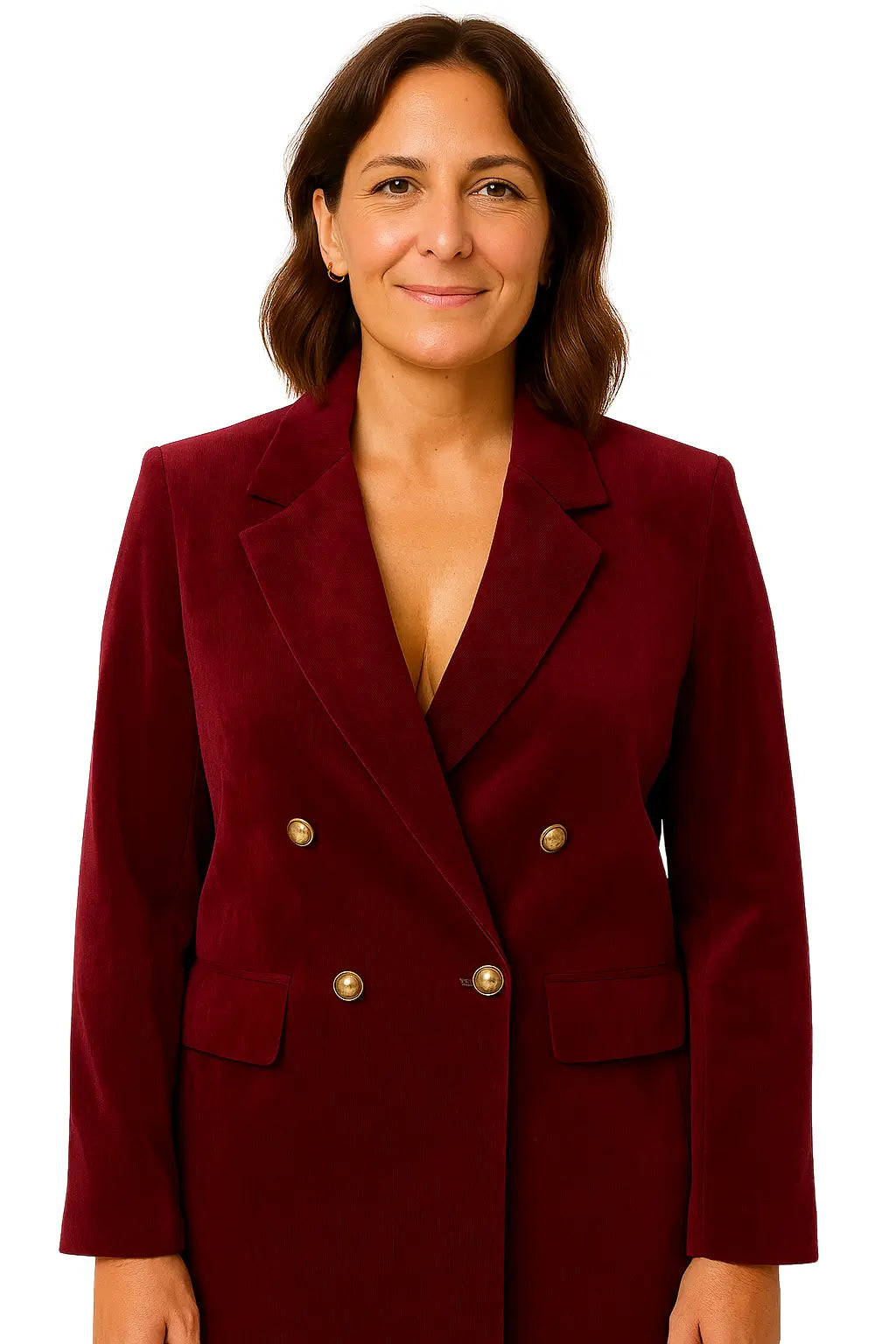 Blazer Feminino Aurora de Lã com Gola Notch e Botões Duplos