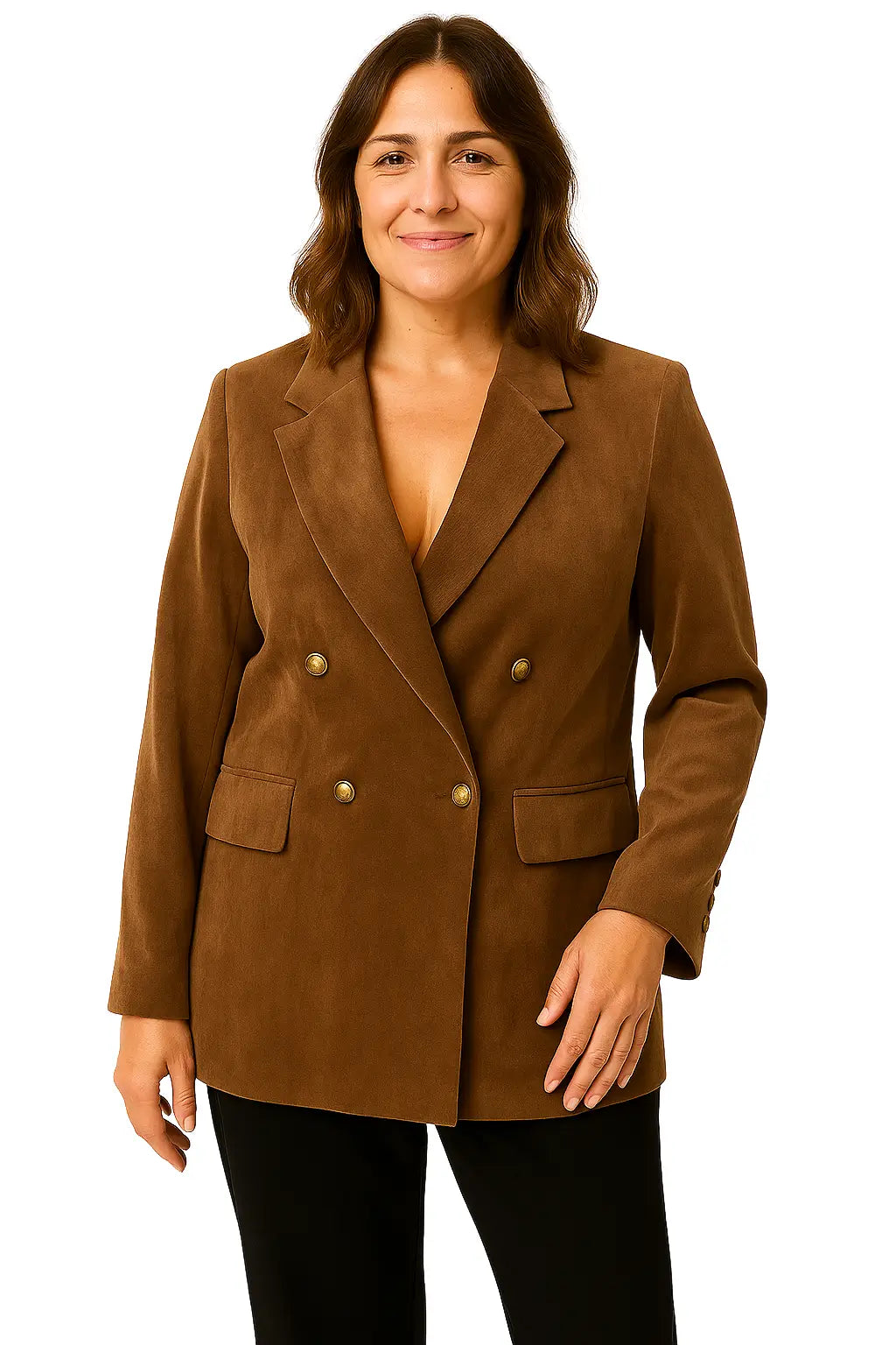 Blazer Feminino Aurora de Lã com Gola Notch e Botões Duplos