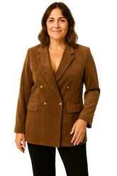Blazer Feminino Aurora de Lã com Gola Notch e Botões Duplos