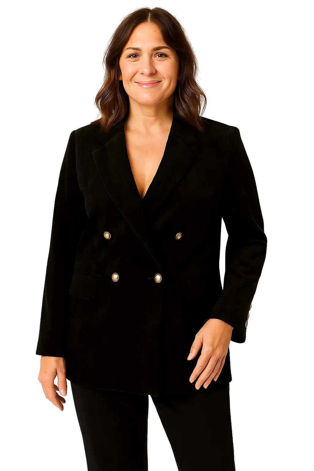 Blazer Feminino Aurora de Lã com Gola Notch e Botões Duplos