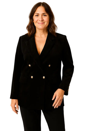 Blazer Feminino Aurora de Lã com Gola Notch e Botões Duplos