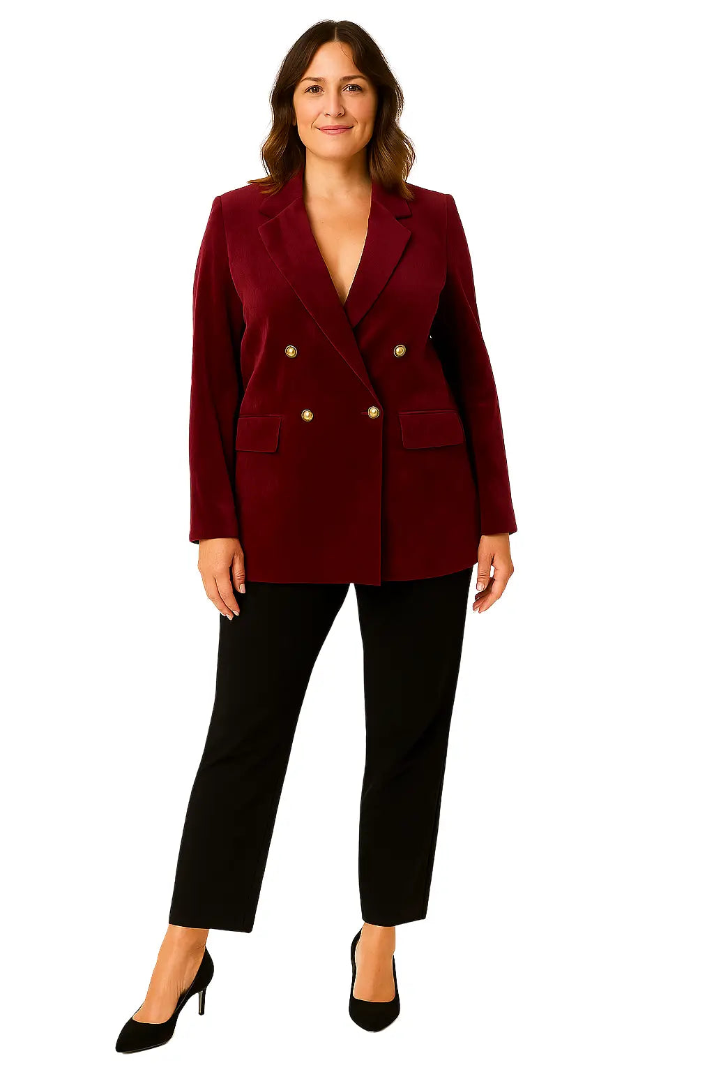 Blazer Feminino Aurora de Lã com Gola Notch e Botões Duplos