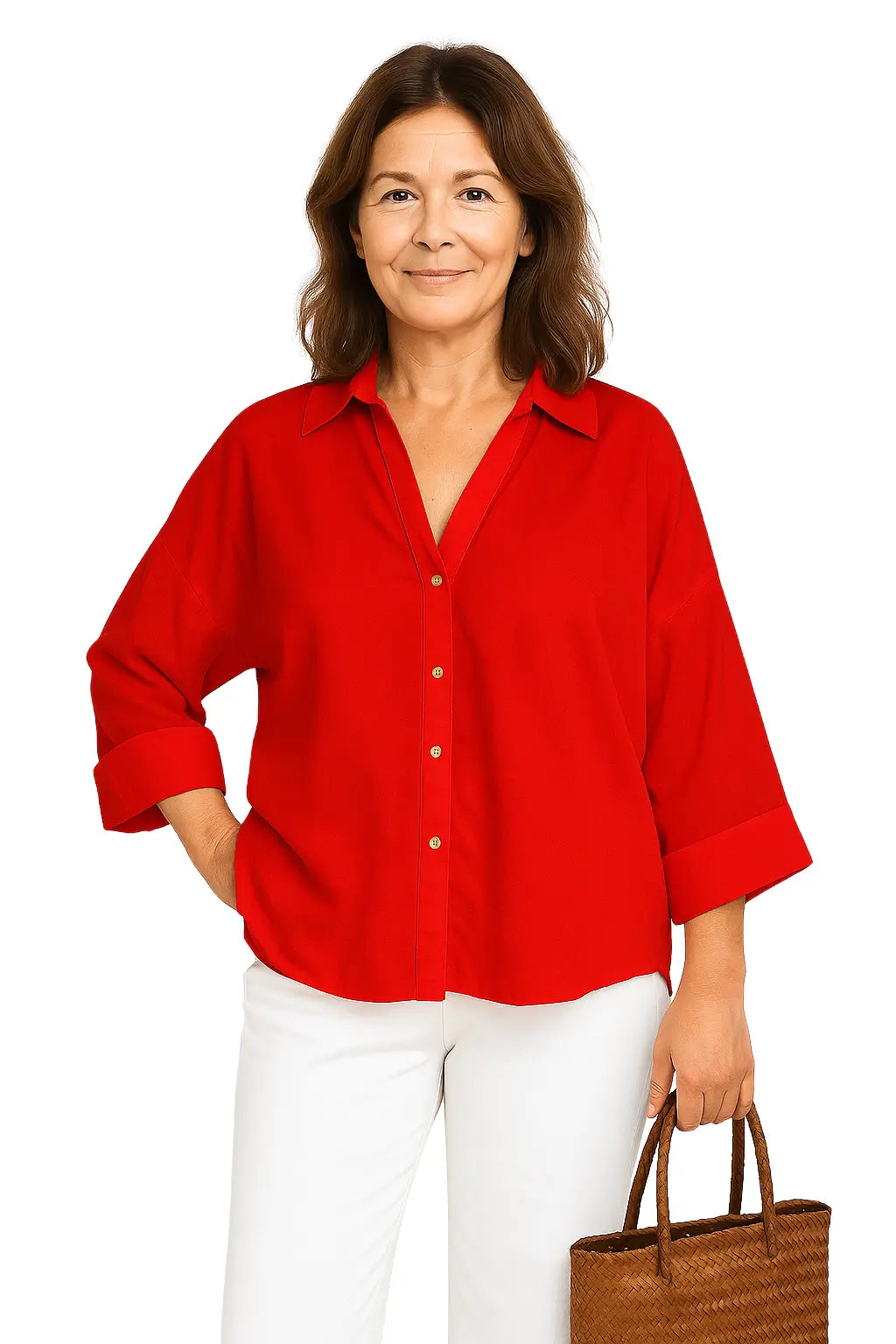 Camisas femininas casuais com mangas amplas e estampa listrada – modelo assimétrico nas cores azul, branco, rosa, amarelo e marrom
