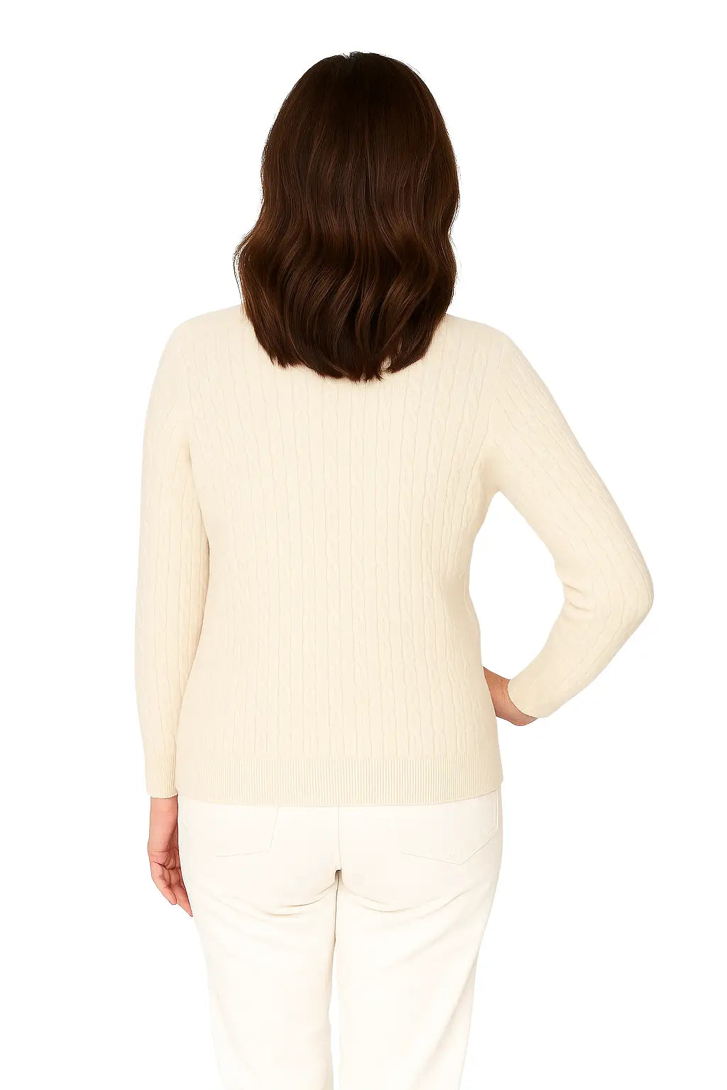 Mulher Usando Cardigan Feminino Gola Redonda Slim Fit