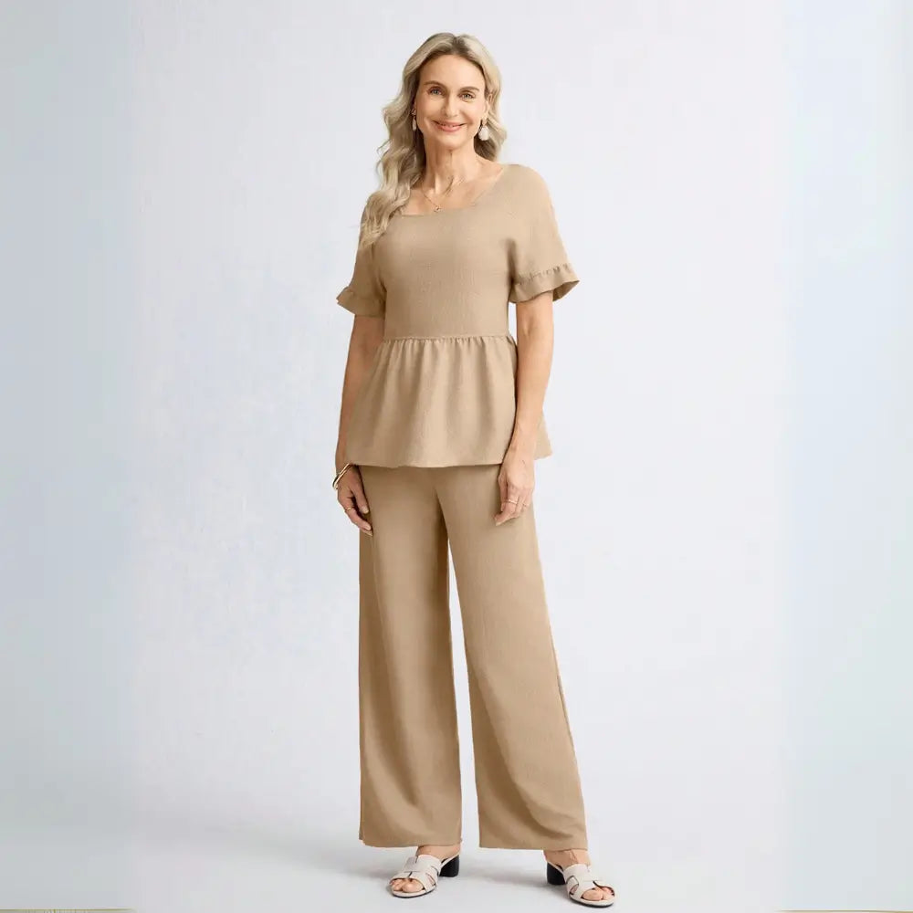 Conjunto Feminino  Casual Com Camisa manga curta e Calça alfaiaria social