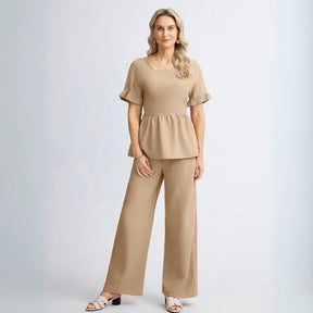 Conjunto Feminino  Casual Com Camisa manga curta e Calça