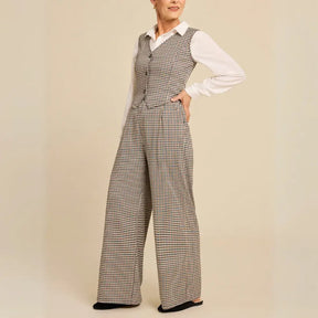 Conjunto Feminino Aurora com Colete e Calça Pantalona Moderna e caimento perfeito no corpo.