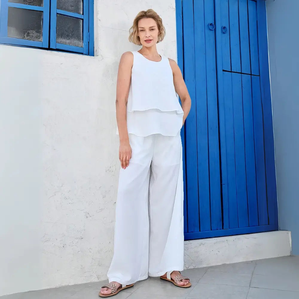 Conjunto Feminino Aurora com Regata e Calça Pantalona