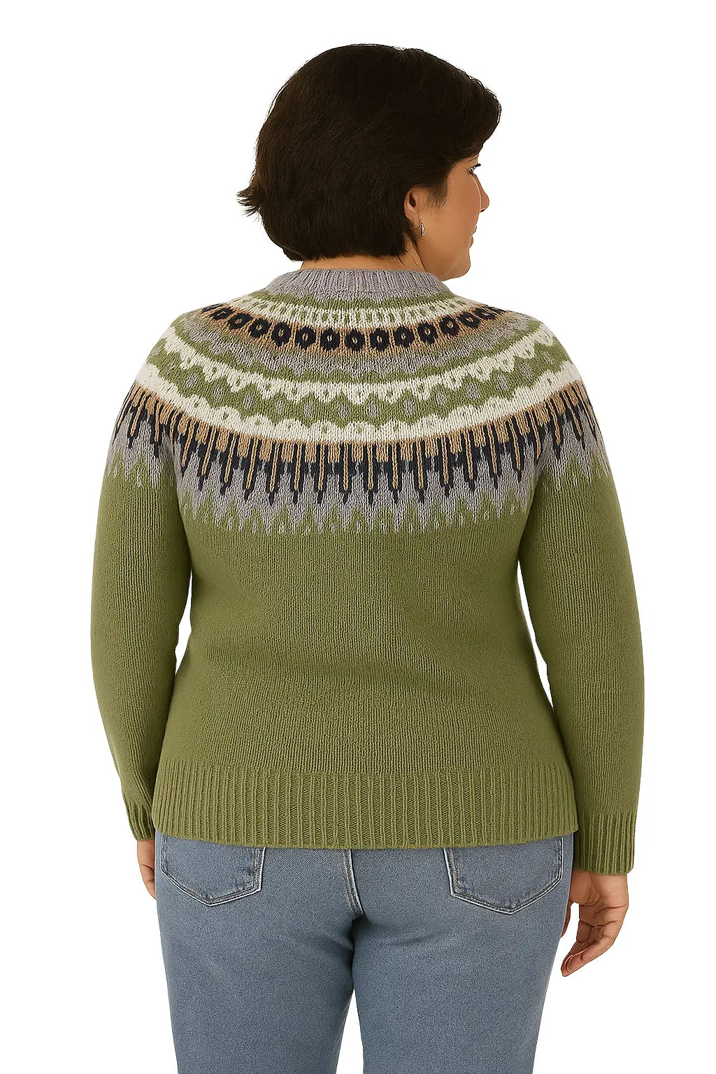 Suéter Feminino Plus Size em Tricô com Estampa Geometrica