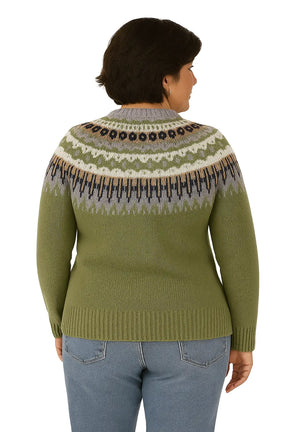 Suéter Feminino Plus Size em Tricô com Estampa Geometrica