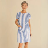 Vestido Casual Listrado Curto Aurora