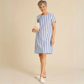Vestido Casual Listrado Curto Aurora