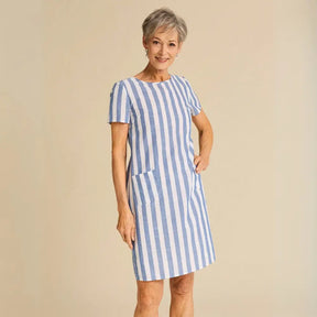 Vestido Casual Listrado Curto Aurora