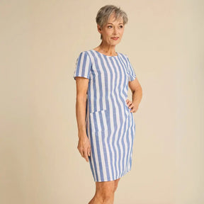 Vestido Casual Listrado Curto Aurora