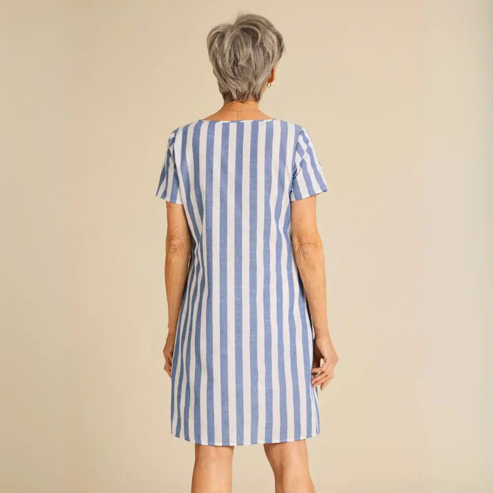 Vestido Casual Listrado Curto Aurora