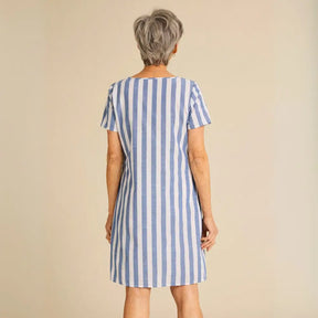 Vestido Casual Listrado Curto Aurora