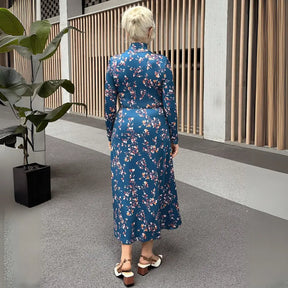Vestido Longo Floral Aurora de Manga Longa